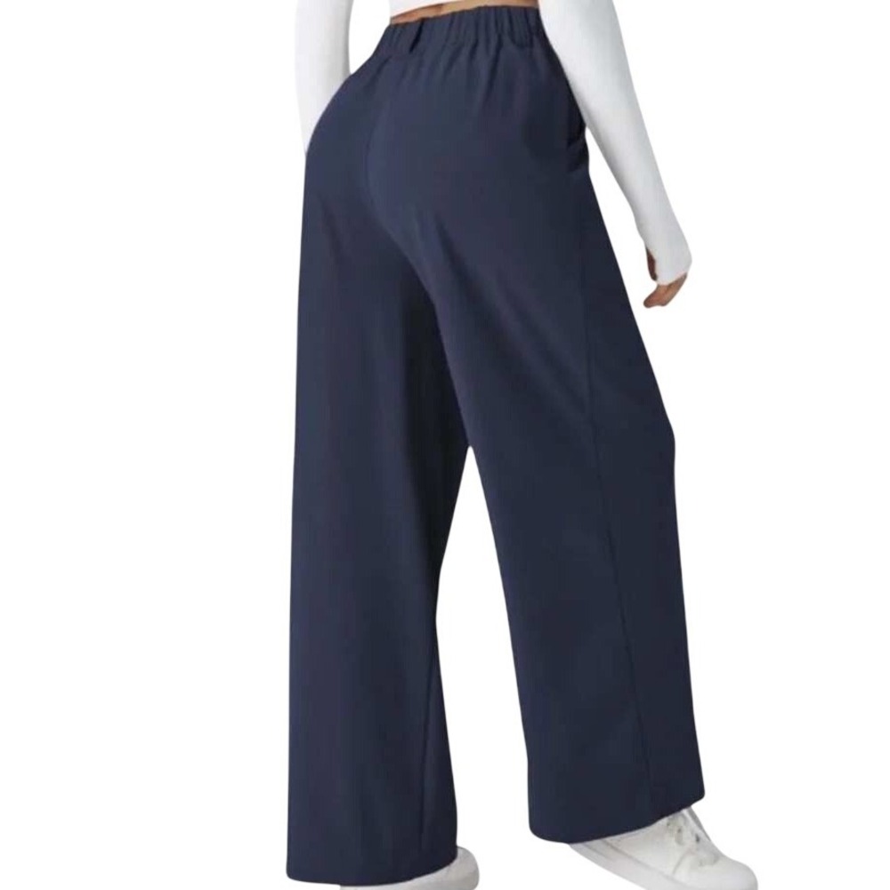 Halara Navy Blue Wide Leg Pleated Trousers Women's Medium